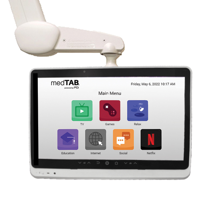 "An image of the Pdi medTAB22 displayed on a television screen, showcasing its sleek design and versatile medical capabilities."