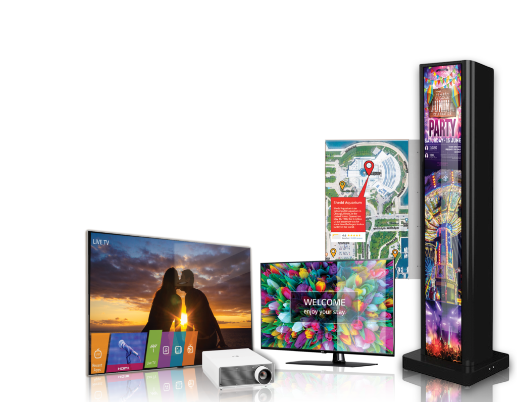 array of hospitality digital signage