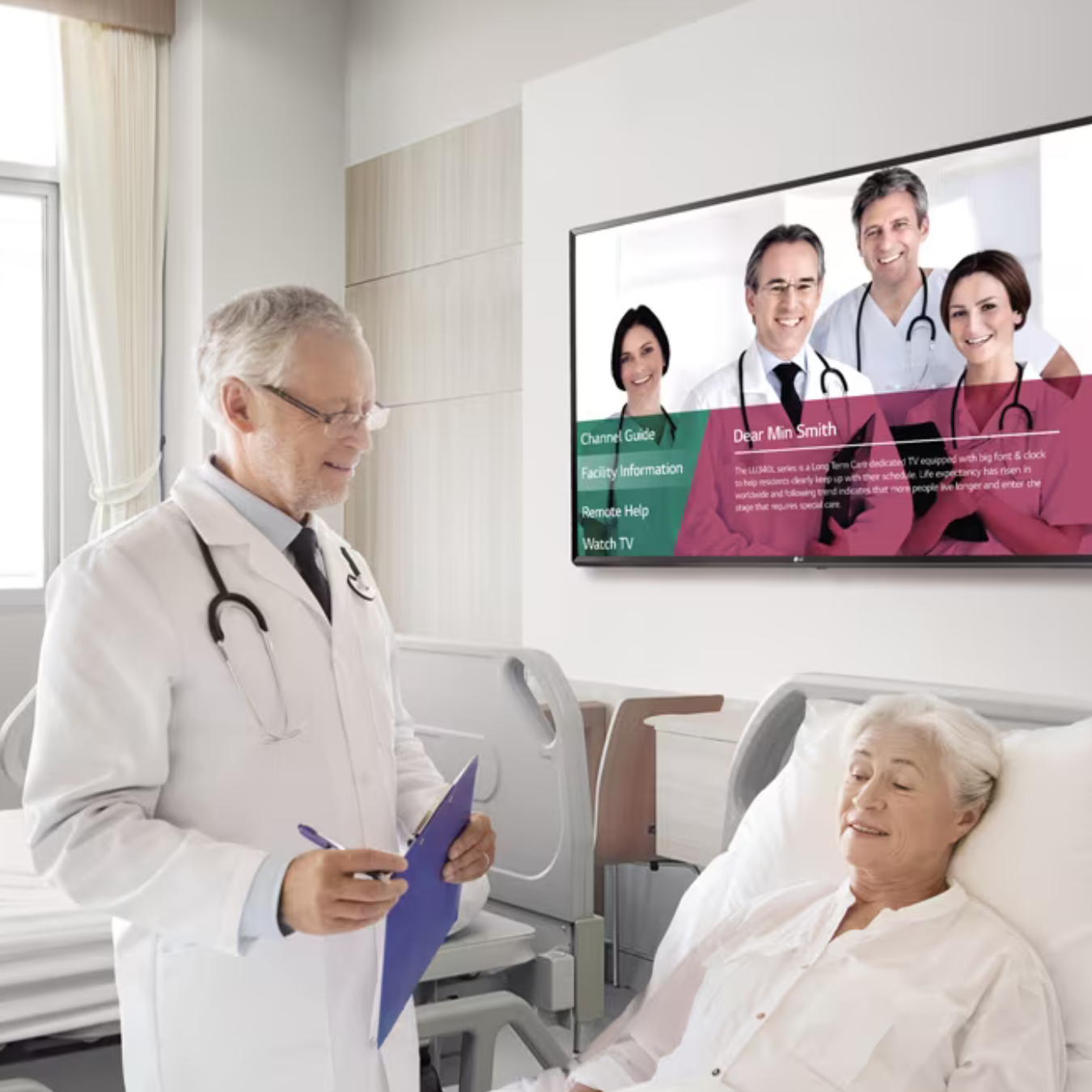 LG Healthcare TV with Doctor and Patient