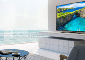 LG hospitality TV mounted in modern hotel guest room