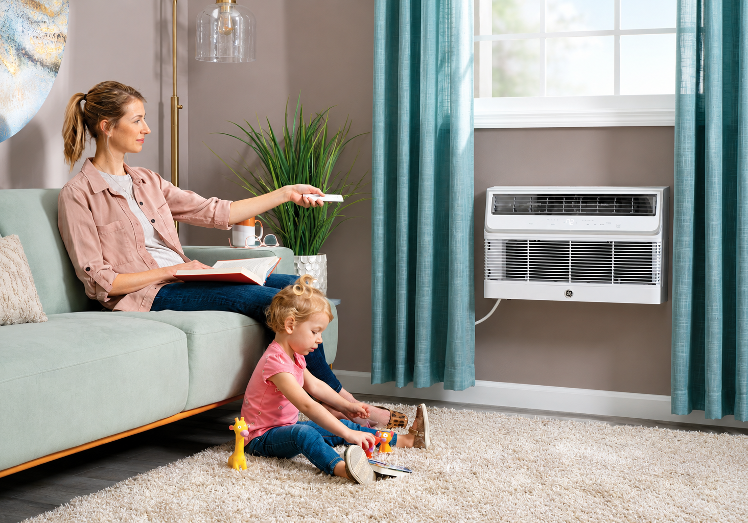 GE through-the-wall room air conditioner for hotel guest rooms and smaller spaces.