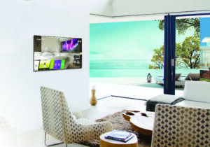 A sleek, modern LG television screen showcasing vibrant colors and crisp imagery, symbolizing the advanced technology and superior viewing experiences offered in hospitality settings.