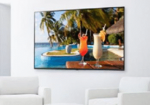 Commercial TV wall mount installed in hotel guest room