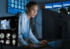 In a modern medical facility, radiologists collaborate around the LG Diagnostic Monitor with IPS Black, ensuring accurate diagnosis. The cutting-edge monitor's clarity and color accuracy support seamless communication among healthcare professionals in the radiology department. Elevate your medical monitor experience with industry-leading expertise, over 30 years of trusted service, and access to cutting-edge technology. Explore the monitor's high resolution, wide color gamut, accurate calibration, and robust build designed for medical professionals.
