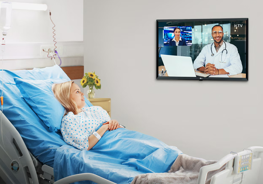 Hospital-grade TV designed for healthcare patient rooms and patient entertainment