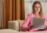 lady working in hotel room